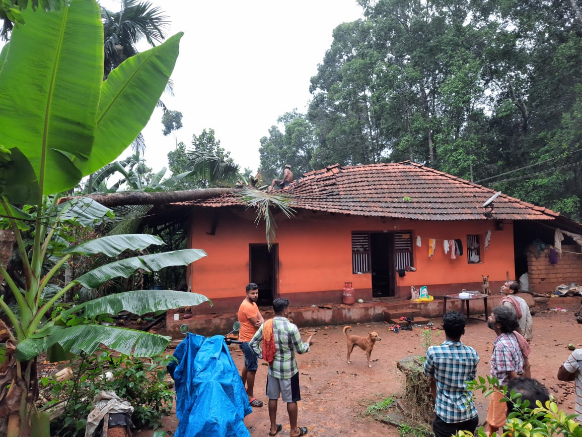ತೆಂಗಿನ ಮರ ಬಿದ್ದು ಮನೆಗೆ ಹಾನಿ